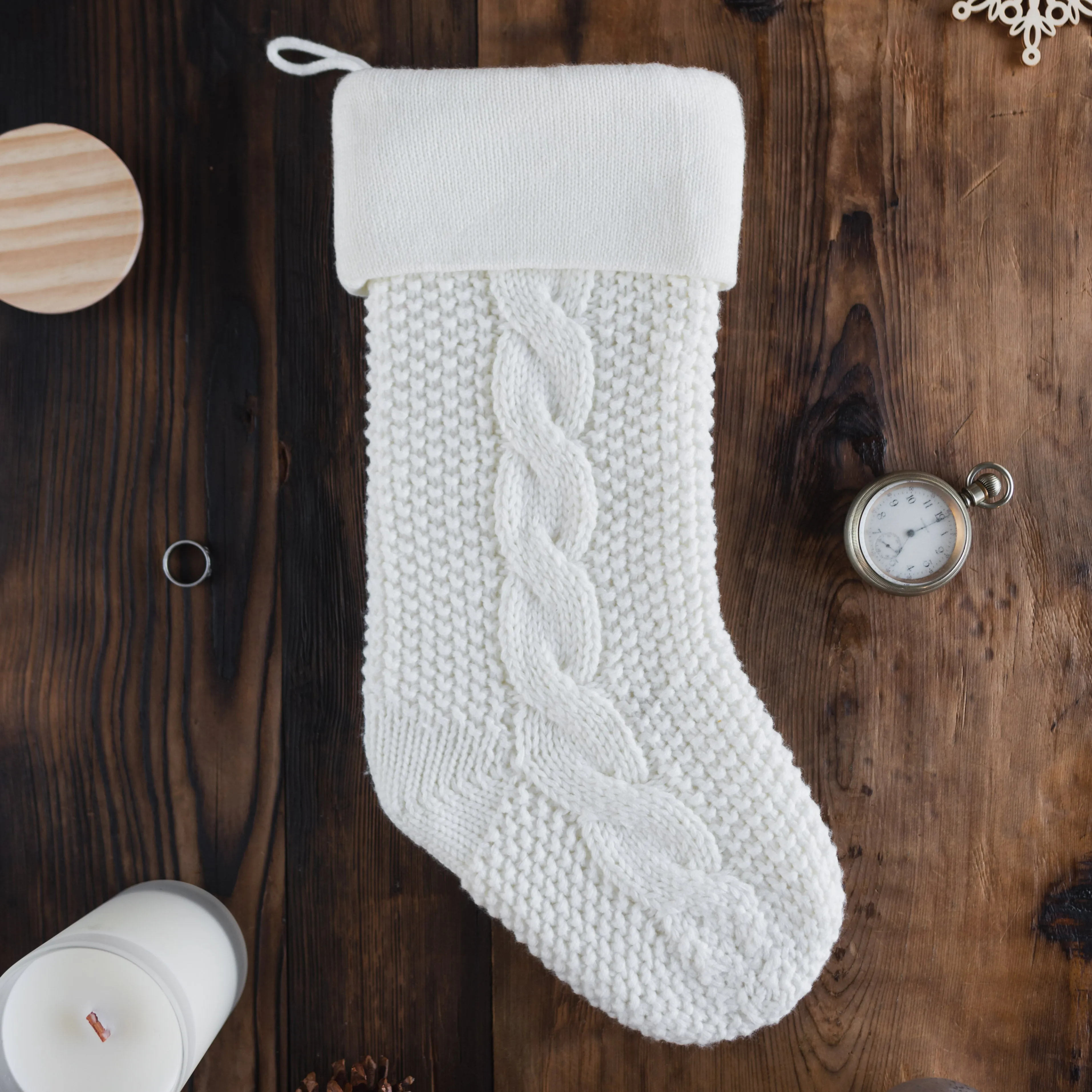 Chunky Cable Knit Christmas Stocking