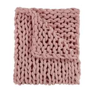 Chunky Chenille Knit Throw - Blush