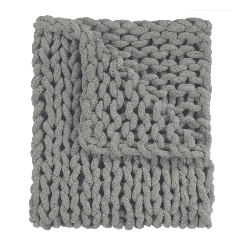 Chunky Chenille Knit Throw - Dove