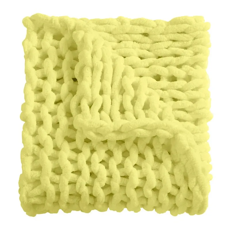 Chunky Chenille Knit Throw - Lemon