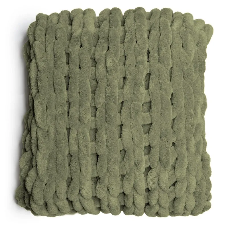 Chunky Chenille Knit Throw - Olive