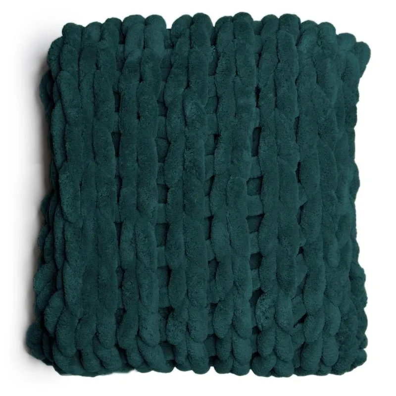 Chunky Chenille Knit Throw - Peacock