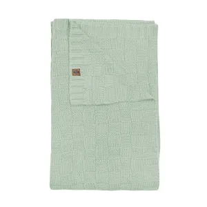 Chunky Knit Basket Weave Toddler Blanket in Thyme