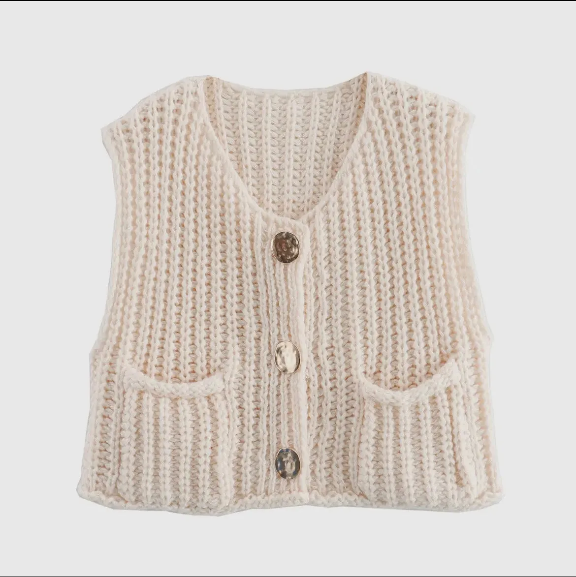 Chunky Knit Button Front Vest