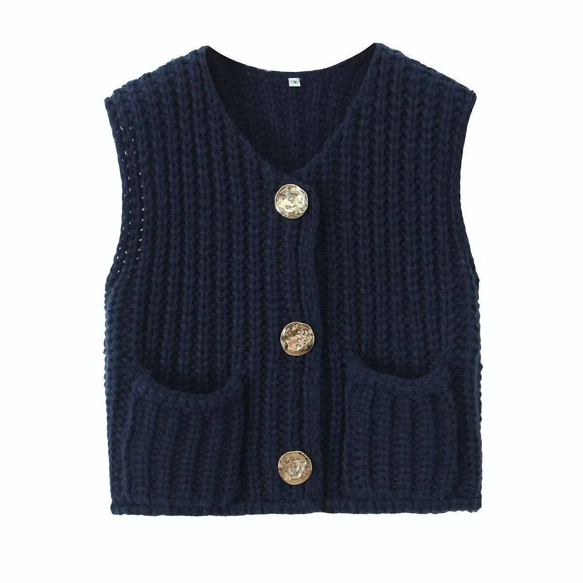 Chunky Knit Button Front Vest