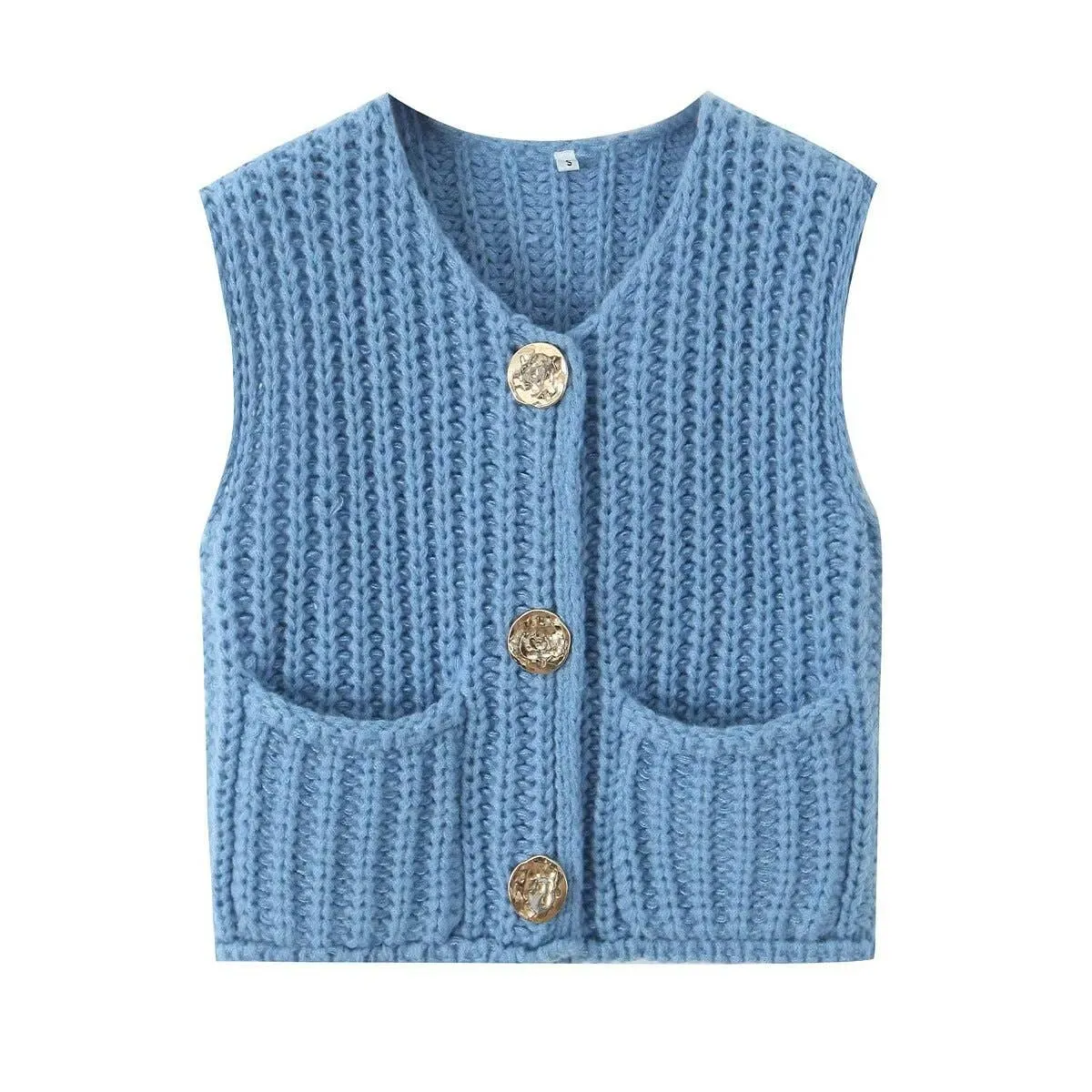 Chunky Knit Button Front Vest