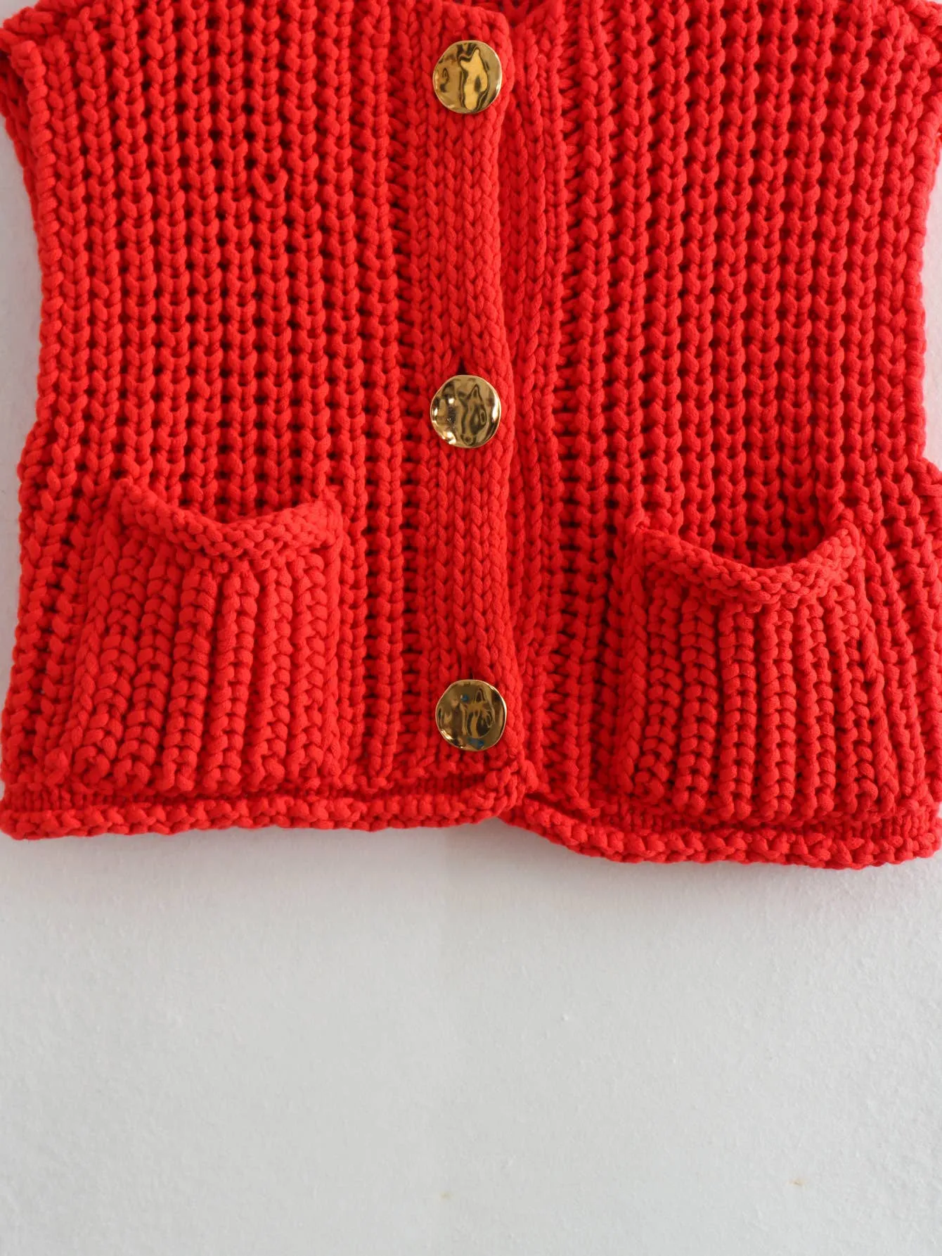 Chunky Knit Button Front Vest