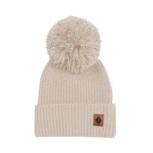 Chunky Knit Pom Beanie in Almond