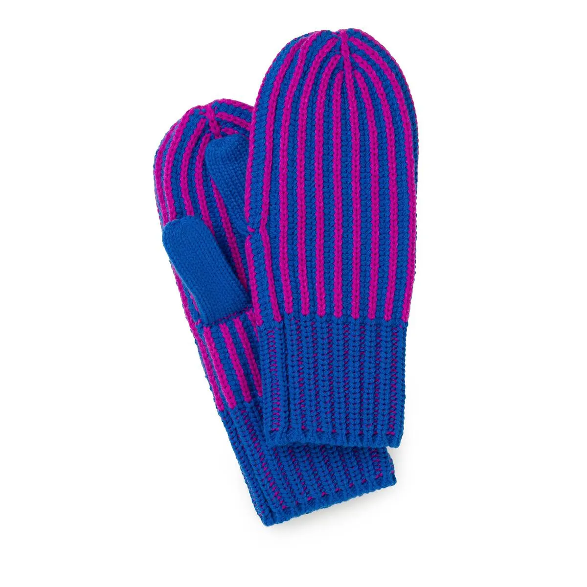 Chunky Rib Knit Mittens: Cobalt Magenta