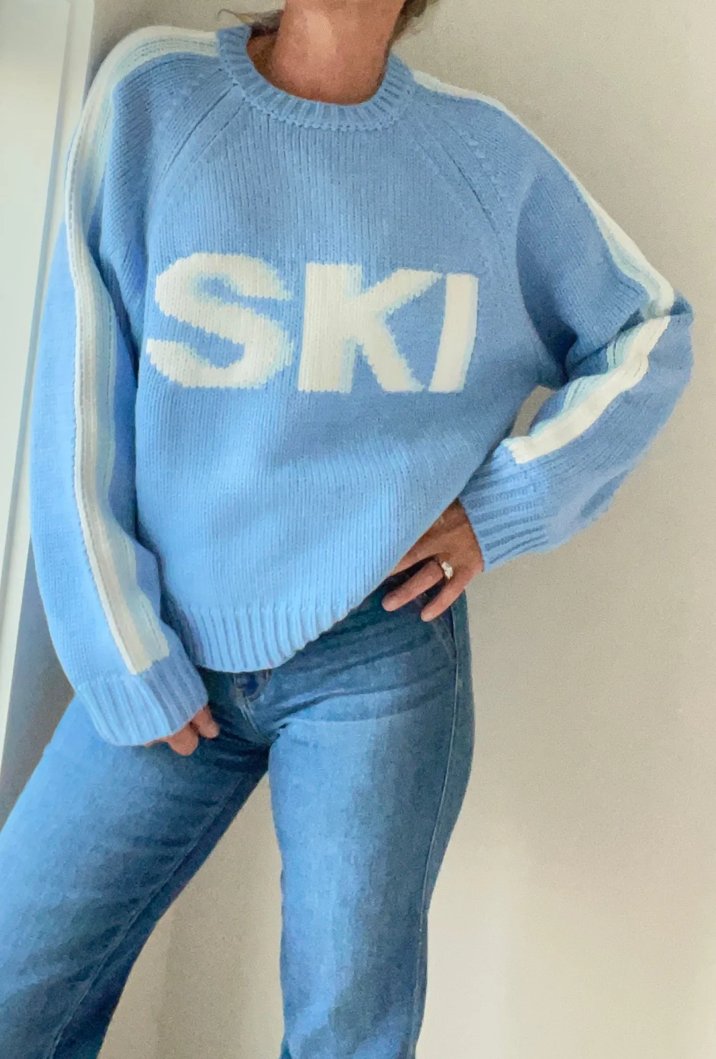 Classic Chunky SKI Sweater in Sky Blue