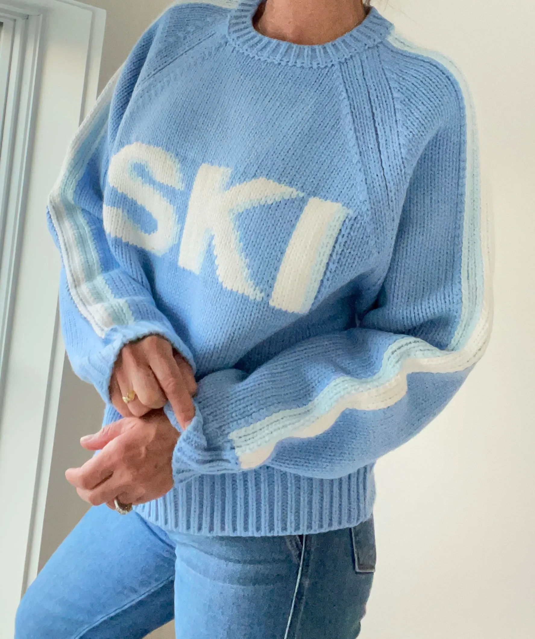 Classic Chunky SKI Sweater in Sky Blue