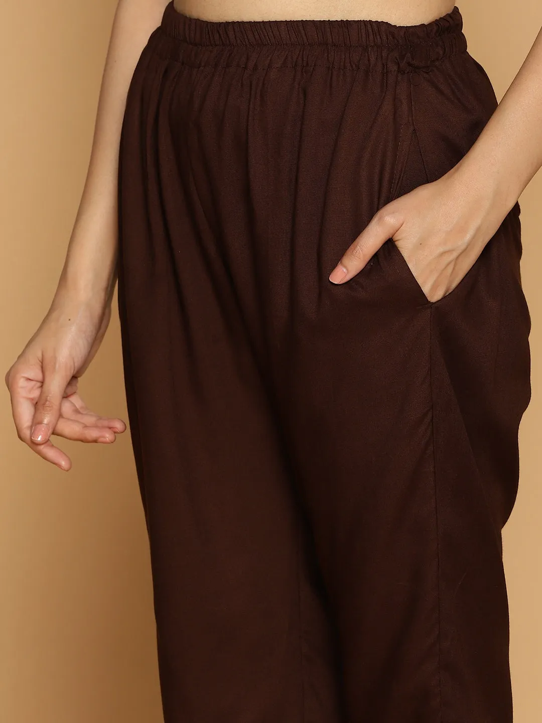 Coffee Rayon Pants