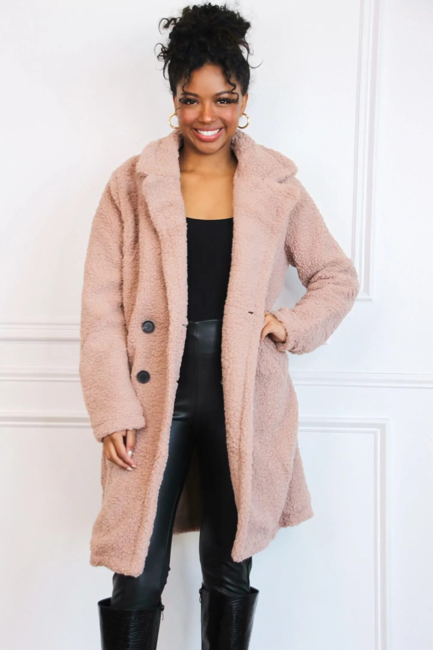 Dream Maker Teddy Coat: Mauve