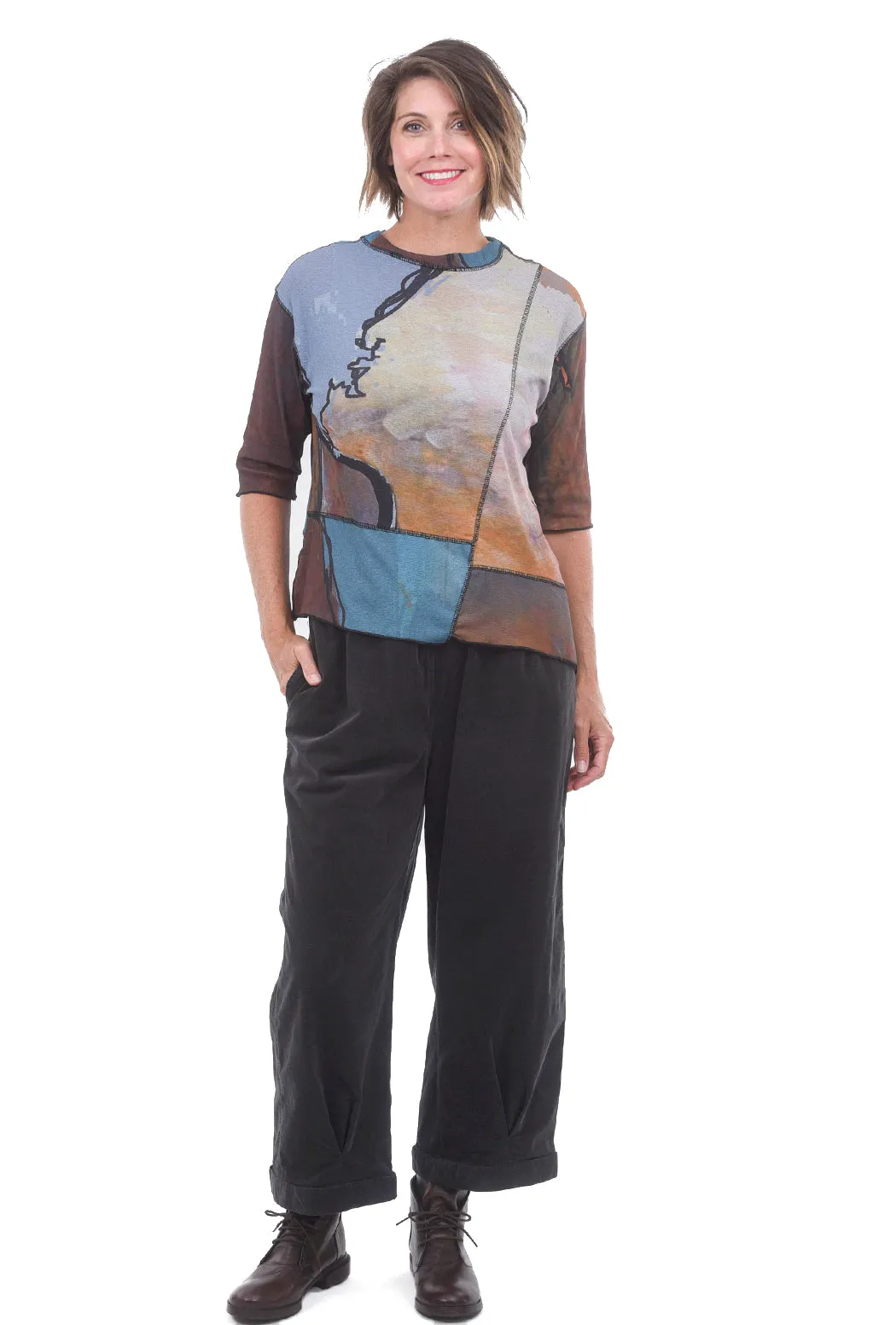 Earth Asym Top, Rust/Turquoise