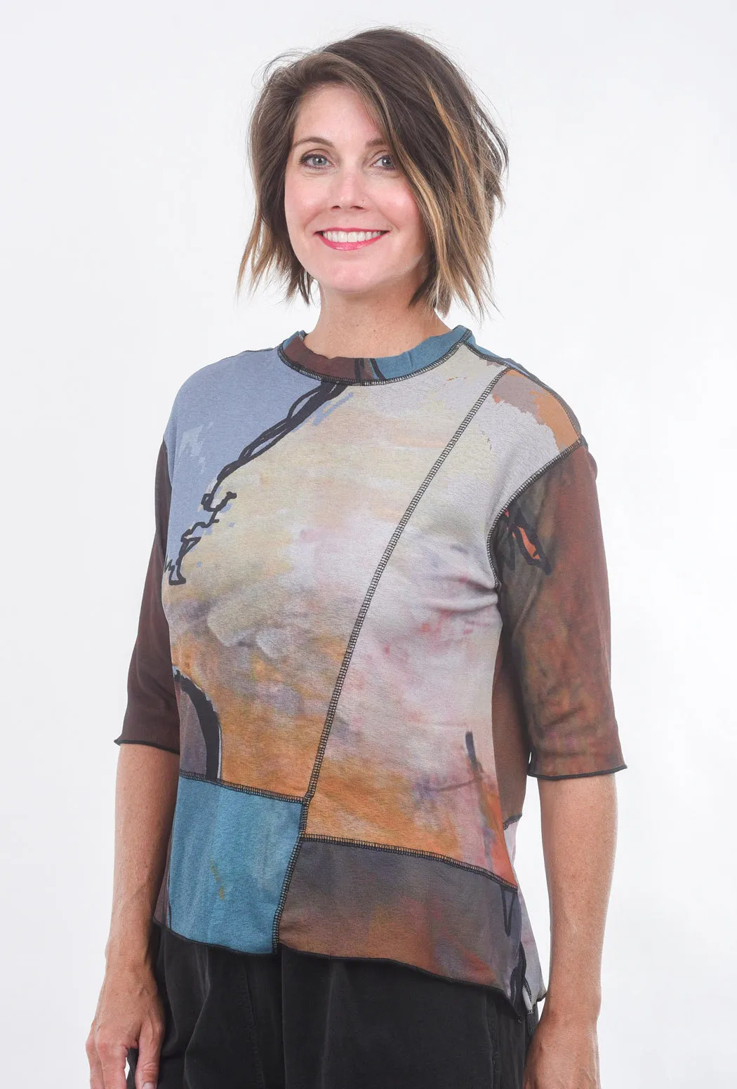 Earth Asym Top, Rust/Turquoise