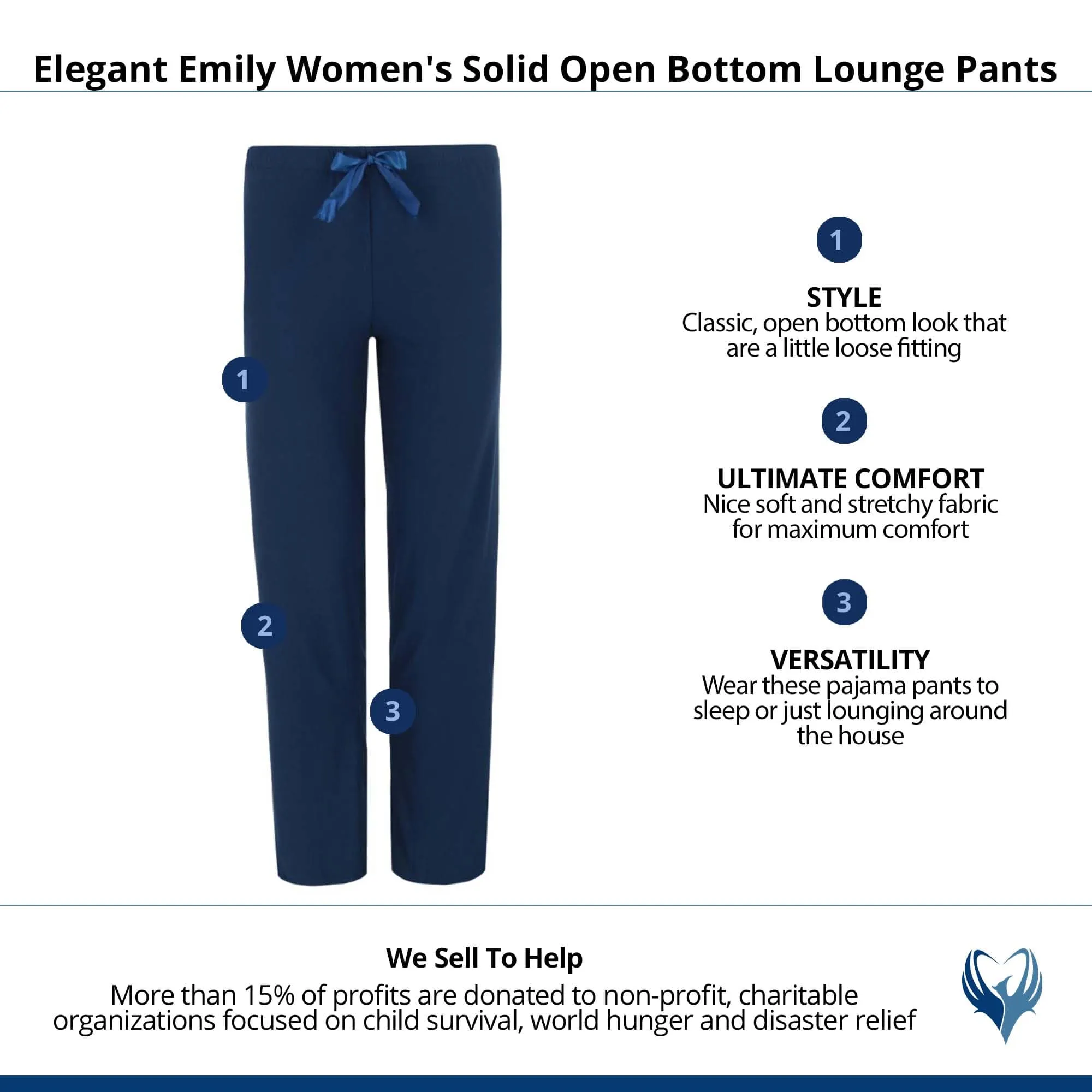 Elegant Emily Women's Solid Open Bottom Lounge Pants