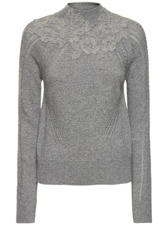 Ermanno Scervino   Embroidered knit t-neck sweater 