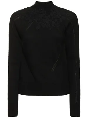 Ermanno Scervino   Embroidered knit t-neck sweater 