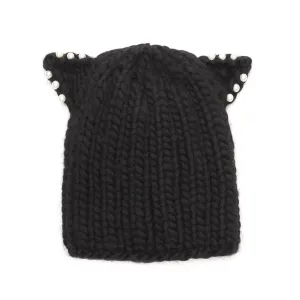 FELIX CHUNKY HAND-KNIT BEANIE IN BLACK