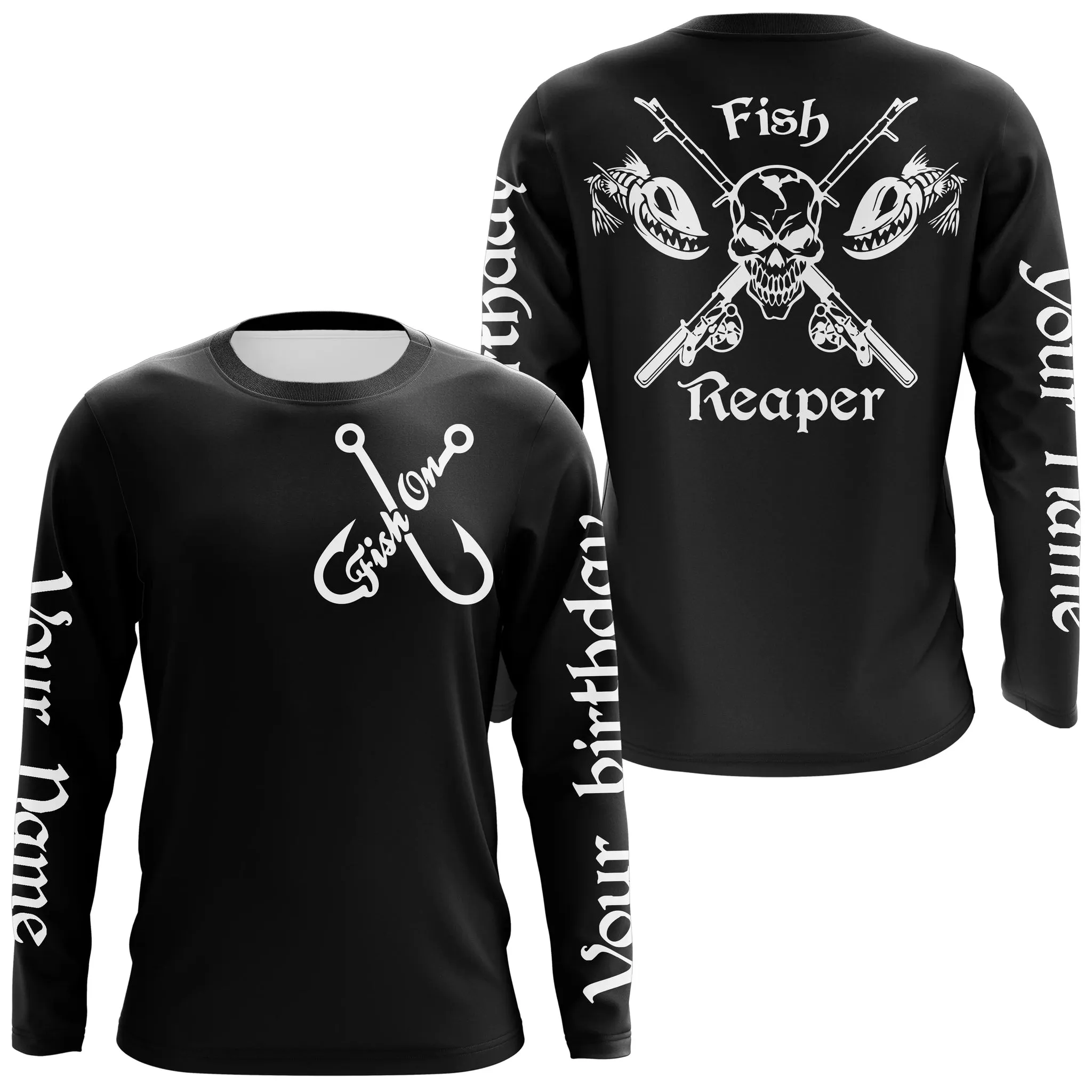 Fish Reaper Personalized 3D Long Sleeve Fishing Shirt, Idea Gift for Fisherman