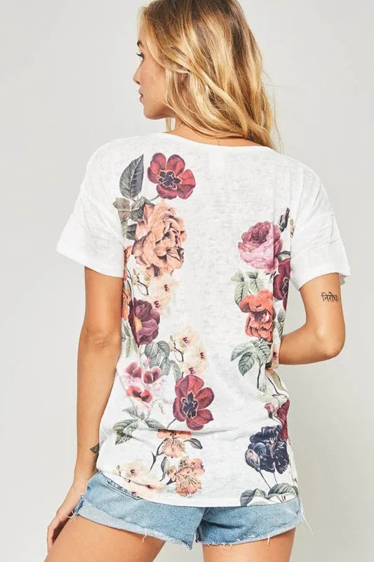 Floral Print Knot Tee