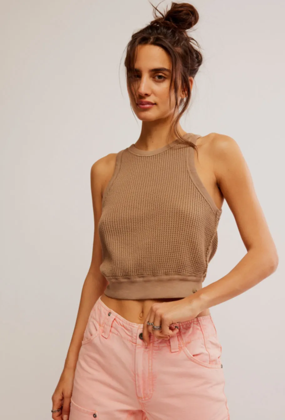 FREE PEOPLE WAFFLE KNIT VEST TANK TOP