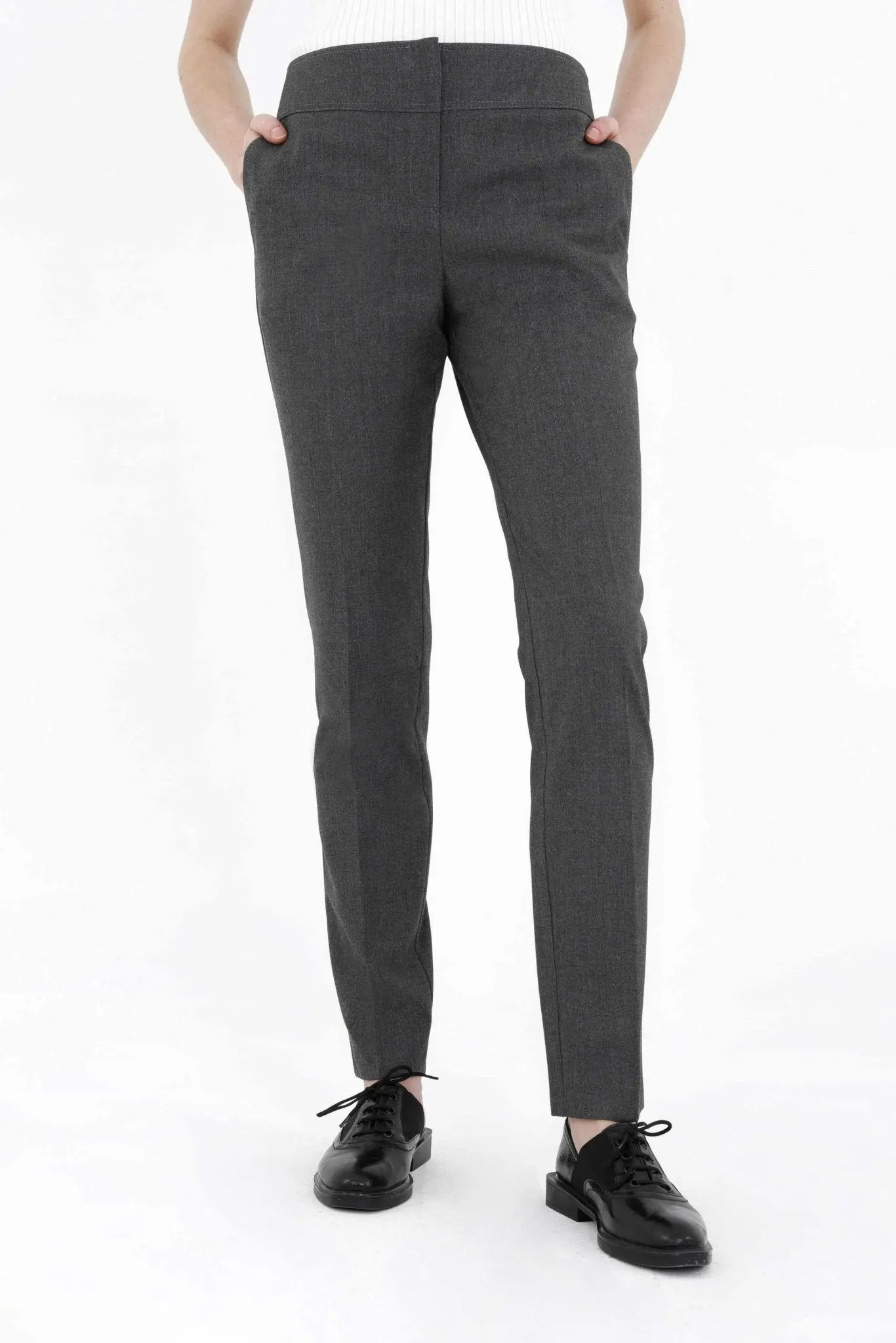 Grey Dress Pants Comfort High Waist Straight Leg Pants