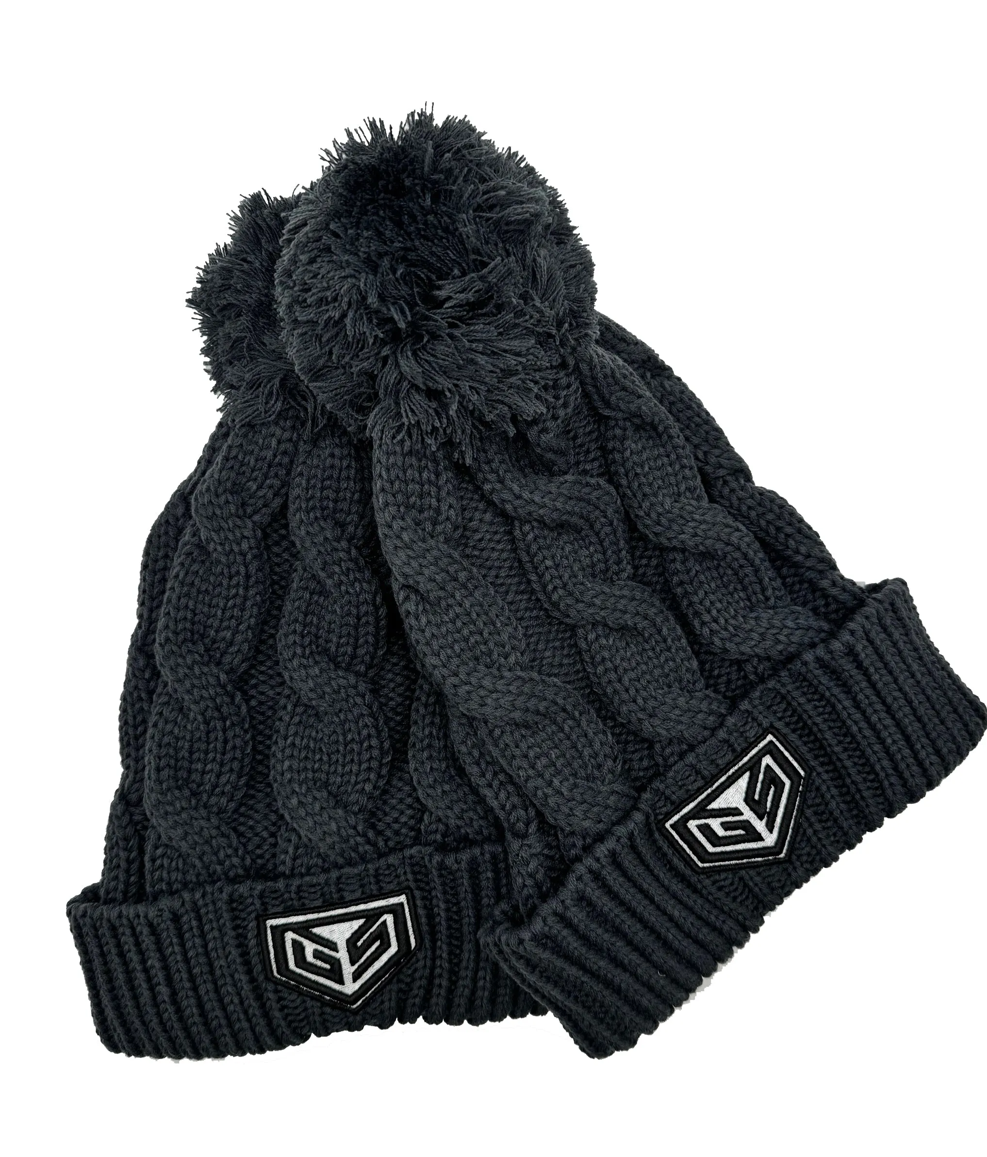 GS Crest Chunky Pom Pom Beanie - Charcoal