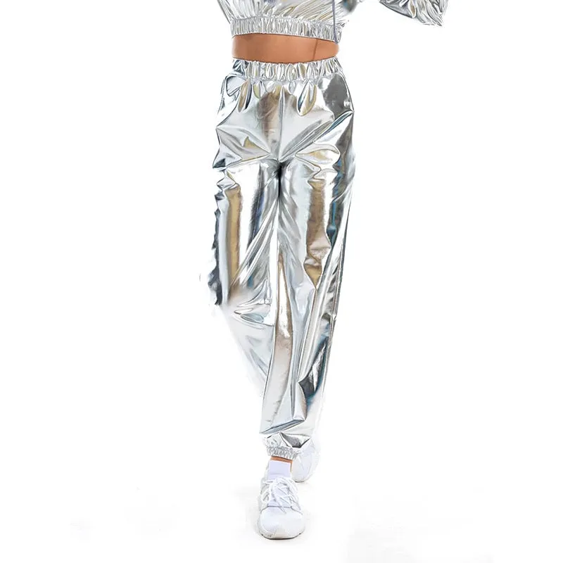 High Waist Metallic Trousers