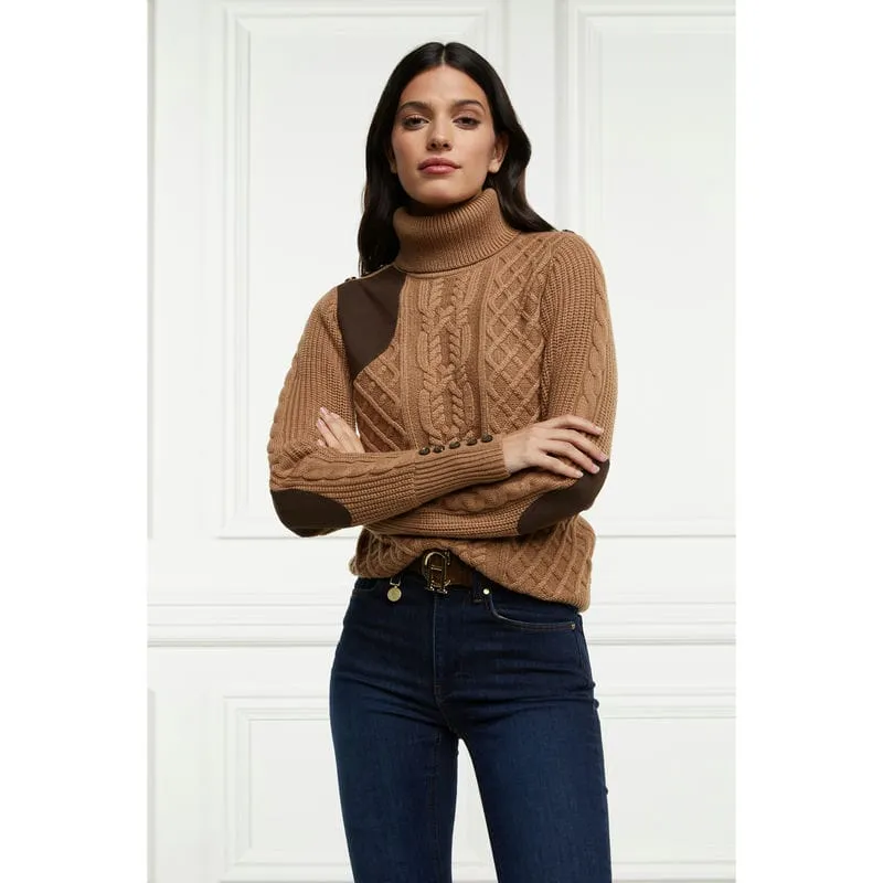 Holland Cooper Country Merino Roll Neck Ladies Knit - Caramel