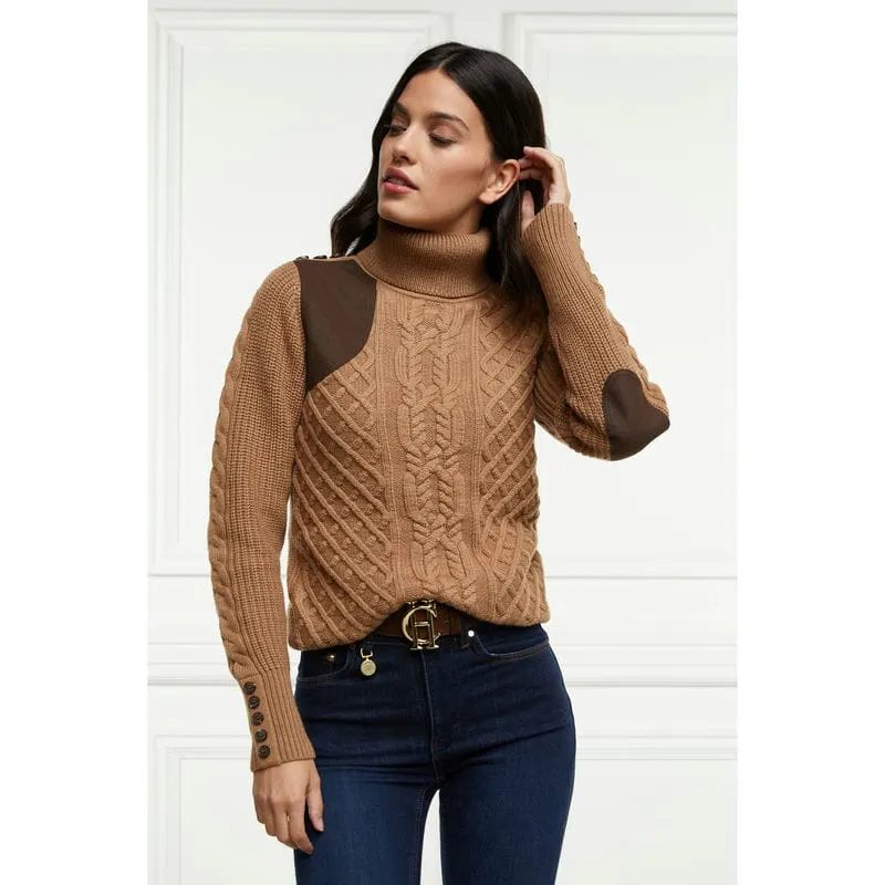 Holland Cooper Country Merino Roll Neck Ladies Knit - Caramel