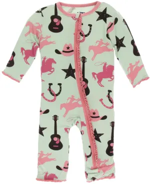 KicKee Pants Pistachio Cowboy Muffin Ruffle Coverall with Zipper