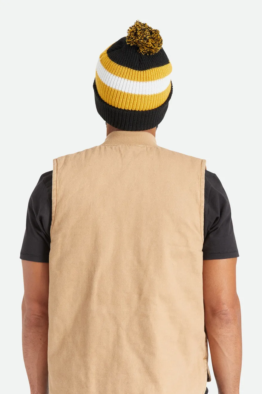 Kit Pom Beanie - Black/Off White/Bright Gold