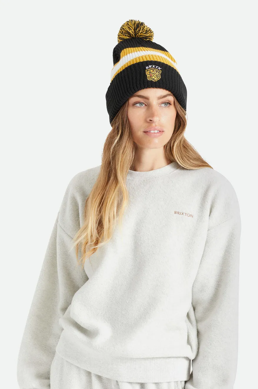 Kit Pom Beanie - Black/Off White/Bright Gold