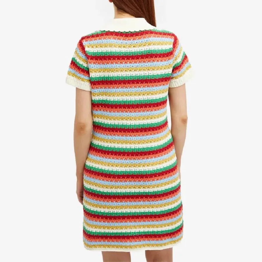 Kitri Ridley Multi Striped Crochet Knit Mini Dress, multicolor