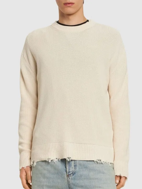 Laneus   Distressed cotton knit sweater 