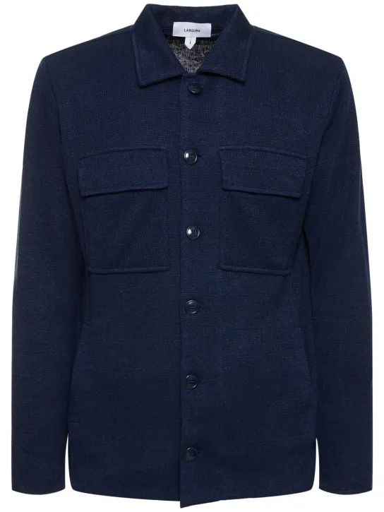 Lardini   Linen &amp; cotton knit overshirt 