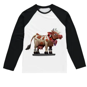 Light Brown Cow Sublimation Baseball Long Sleeve T-Shirt