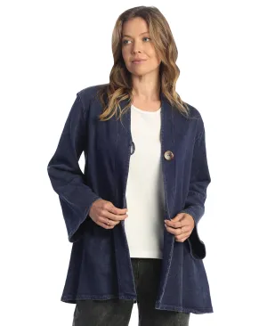 M114 - Denim - Women's Mineral Washed Fleece Cardigan