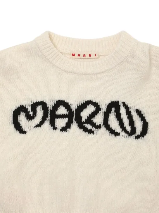 Marni Junior   Wool blend knit logo sweater 