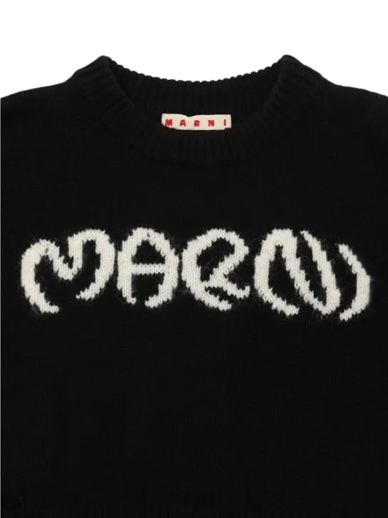 Marni Junior   Wool blend knit logo sweater 