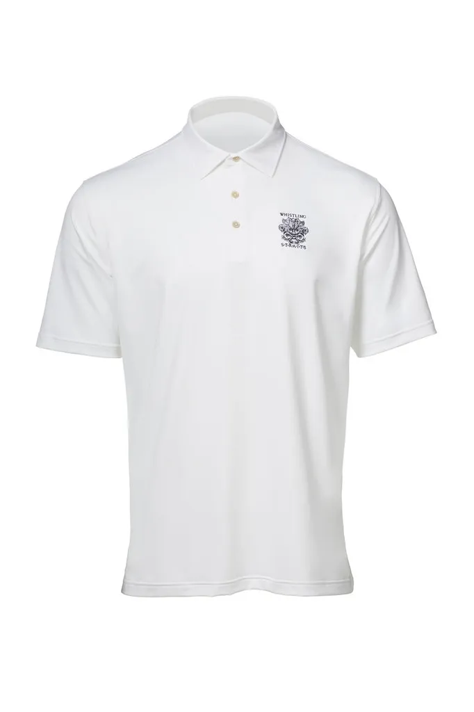 MEN&#039;S PETER MILLAR SOLID PERFORMANCE POLO. WHISTLING STRAITS®  LOGO EXCLUSIVELY.  4 COLOR OPTIONS