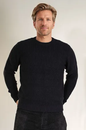 Mens Lambswool Ribbed Knit Jumper