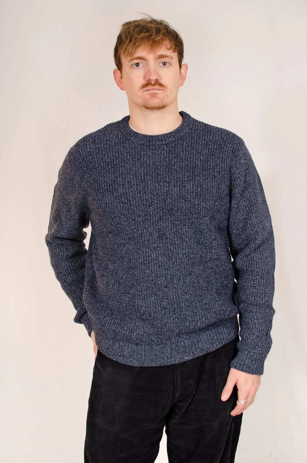 Mens Lambswool Ribbed Knit Jumper