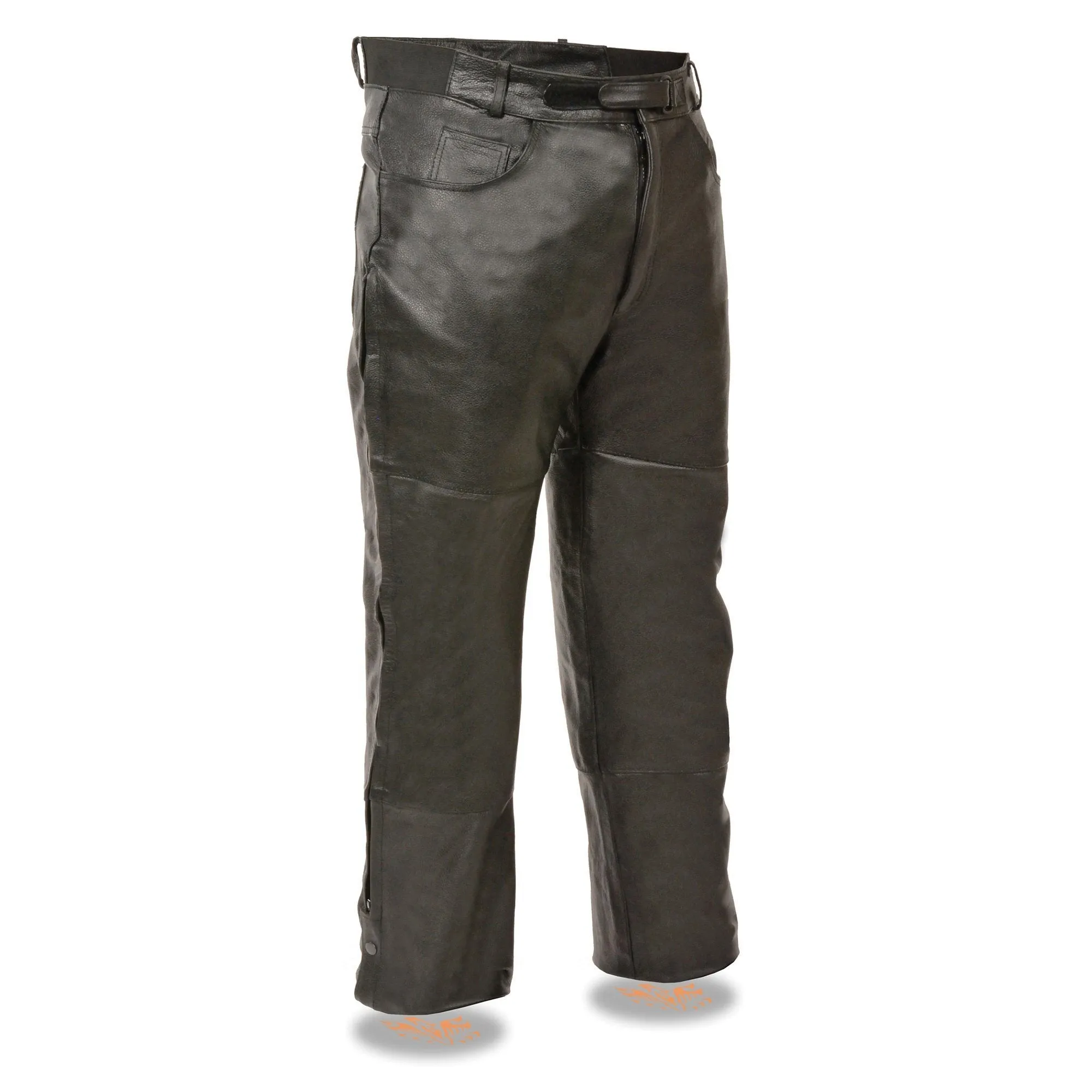 Milwaukee Leather SH1150 Men's Black Leather Motorcycle Over Pants with Jean Style Pockets