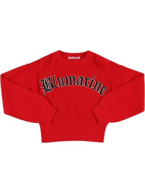 Miss Blumarine   Logo wool blend knit sweater 