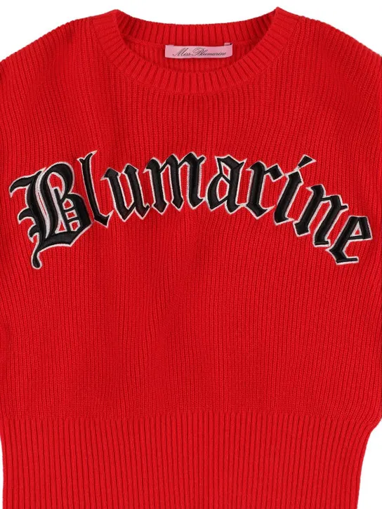 Miss Blumarine   Logo wool blend knit sweater 