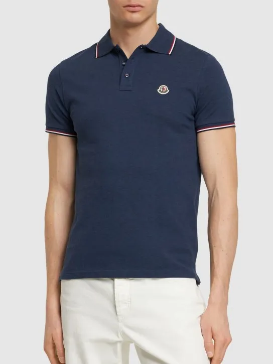 Moncler   Logo patch cotton polo shirt 