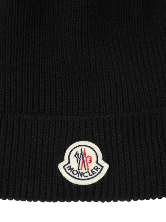 Moncler   Logo wool rib knit beanie 