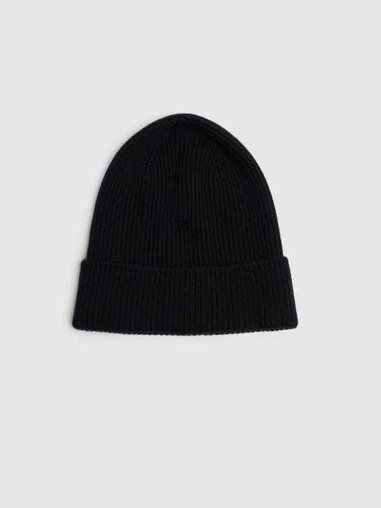 Moncler   Logo wool rib knit beanie 